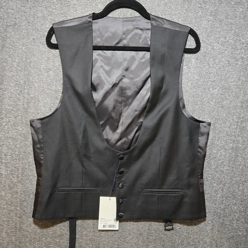 SuitSupply Black Tuxedo Waistcoat Vest 42S Pure Wool Vitale Barberis Canonico